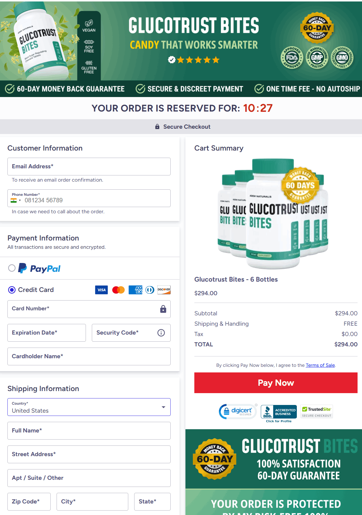 Glucotrust Bites_Checkout Page